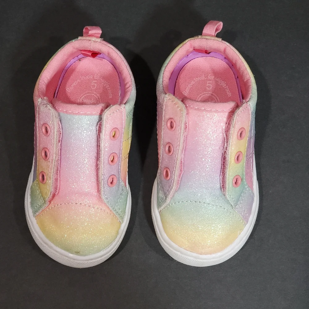 Wonder Nation Infant Laceless Multi-Color Sparkly Slip-On Casual Sneaker Size 5T